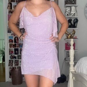 Elegant Lavender Sequin Dress